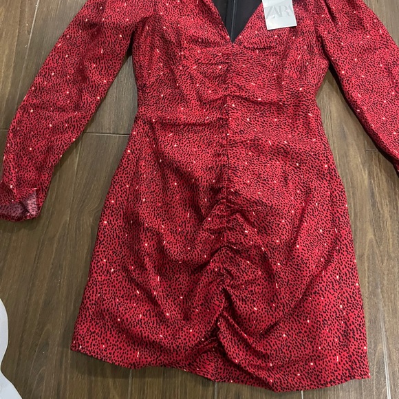 Zara red and black print dress - Picture 4 of 10